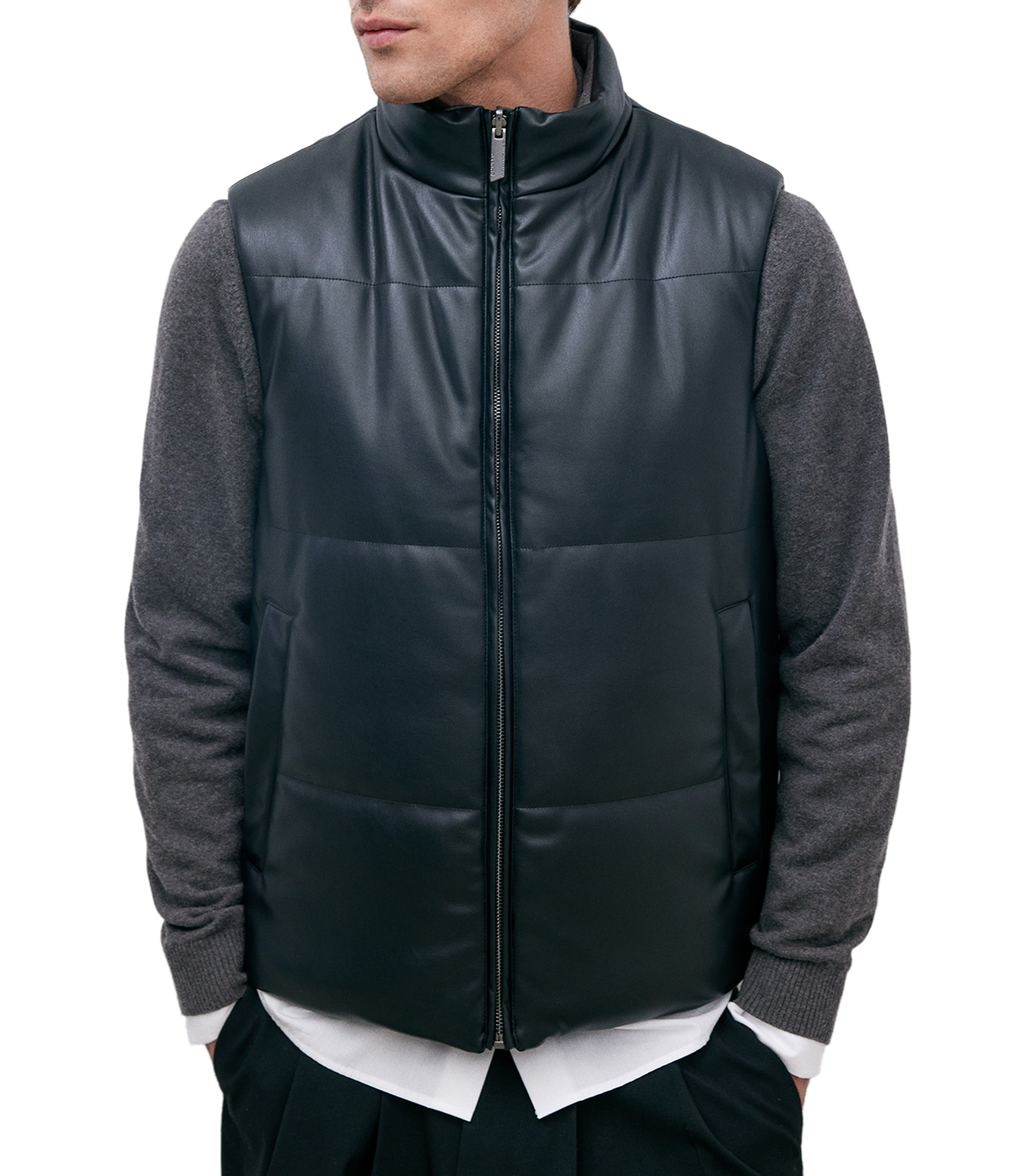 ADOLFO DOMINGUEZ ブラックレザーベスト Chaleco Hombre Adolfo Dominguez Chaleco Acolchado Chaleco Adolfo